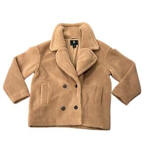 House of Harlow 1960 Women's Double Breasted Faux Shearling Teddy Coat Size S